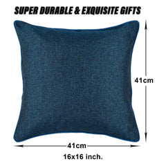 Kuber Industries Cushion Cover | Sofa Cushion Covers | Square Cushion Covers | Jute Cushion Covers | Couch Cushion Covers | Set of 5 | 16 Inch | Blue