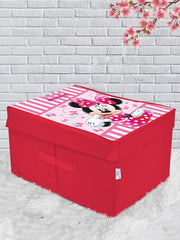 Heart Home Disney Minnie Print Foldable Storage Box|Clothes Storage Basket With Handle & Lid For Toys 45 Ltr.(Pink)