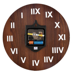 Heart Home Roman Number Round Shaped Wooden 10" Wall Clock (Brown, Standard - 25cm x 25cm)