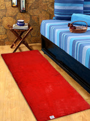 Heart Home Fluffy Shag Rug Bedside Runner for Home Décor (Red)-HS40HEARTH23989