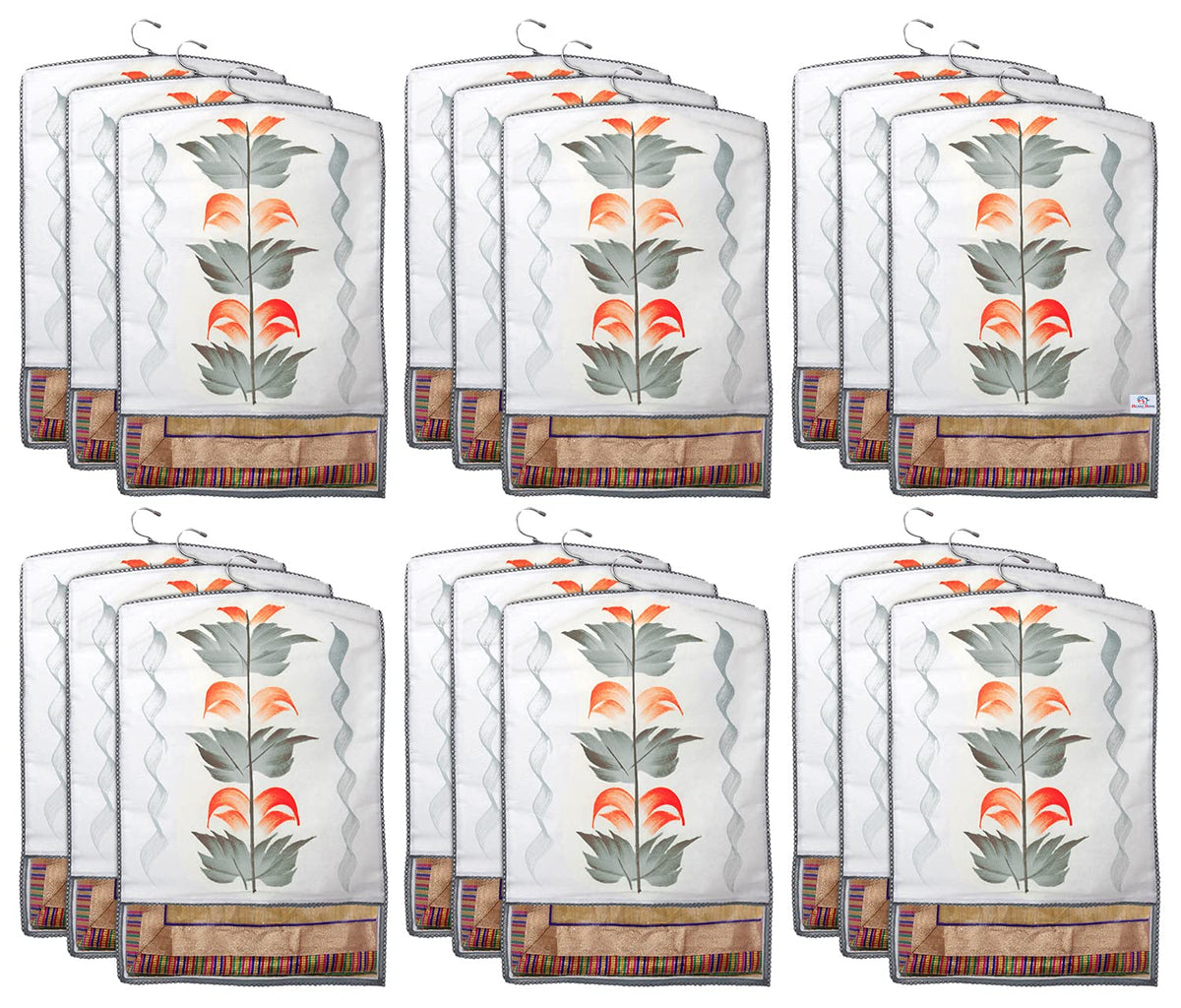 Heart Home Non Woven Hanging Saree Cover, Wardrobe Organizer, Closet Organizer, Saree & Garments Protector Cover With 1 Zipper Compartment on Back Side- Pack of 18 (Grey)-HS_38_HEARTH21537