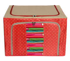 Kuber Industries Dots Print Living Box - Wardrobe Organizer, Cloth Storage Bags with Zip - 66 Litre,Red (F_26_KUBMART016907)