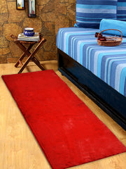 Kuber Industries Fluffy Shaggy Rug Bedside Runner for Home Décor (Red)-HS40KUBMART23989, Standard