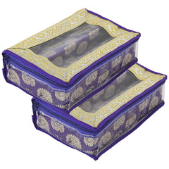 Heart Home Dot Design Laminated 2 Rod Box, Organizer For Bangle, Watches, Bracelets, Jewellery With Tranasparent Top - Pack of 2 (Purple)-47HH0248