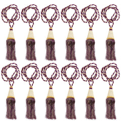 Kuber Industries Beads Beautiful Design Polyester 12 Pieces Curtain Tie Back Tassel Set (Purple) CTKTC33587