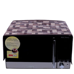 Kuber Industries 3D Checkered Design PVC Microwave Oven Top Cover 23 Liter with Utility 4 Pockets (Brown) - CTKTC040666
