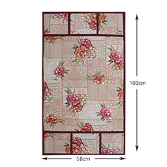 Heart Home Flower Printed PVC Fridge Top Cover, Protect for Scratches, Wear & Tear and Dust with 6 Utility Side Pockets (Peach)