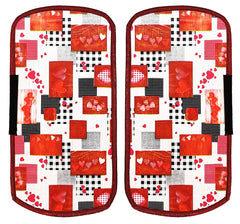 Heart Home Hearts Design PVC 2 Pieces Fridge/Refrigerator Handle Cover (White & Maroon) CTHH5396