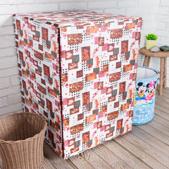 Heart Home Washing Machine Cover | Dil Check Print Washing Machine Cover | Soft PVC | Front Load Washing Machine Cover | White