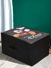 Kuber Industries Disney Mickey Mouse Print Rectangular Non Woven Fabric Foldable Shirt Cover Storage Organizer Box with Lid, Extra Large (Black, Standard, KUBMART1717)