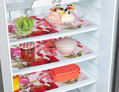Kuber Industries Flower Design 3 Pieces PVC Refrigerator/Fridge Multipurpose Drawer Mat Set(Pink)-CTKTC032683