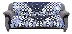 Kuber Industries Leaf Print 6 Piece Velvet 5 Seater Sofa Cover Use Both Side, Living Room, Drawing Room, Bedroom, Guest Room - Black-KUBMART011150