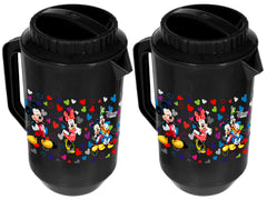 Kuber Industries Disney Team Mickey Print Unbreakable Multipurpose Plastic Water & Juice Jug with Lid,2 LTR (Set of 2, Black)