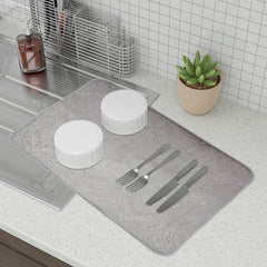 Kuber Industries Dish Dry Mat | Microfiber Self Drying Mat | Kitchen Drying Mat | Water Absorbent Kitchen Mat | Embossed Dish Dry Mat | 38x50 | Pack of 3 | Multicolor