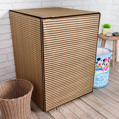 Heart Home Washing Machine Cover | Mini Check Print Washing Machine Cover | Soft PVC | Front Load Washing Machine Cover | Brown