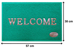 Heart Home Rubber Anti Slip Welcome Door Mat for Home Entrance, Office, Shop (Green)-HHEART15368, Pack of 1