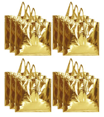 Kuber Industries Reusable Large Size Grocery Bag Shopping Bag with Handle, Non-Woven Gift Bag Goodies Bag Gold Tote Bag-Pack of 12 (Gold) (HS_36_KUBMART018943)