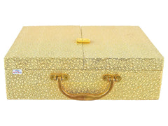 Heart Home Wooden Double Door 3 Rod Bangle Box | Vanity Organizer For Watches, Bracelet With Lock on Top & Handle (Gold)