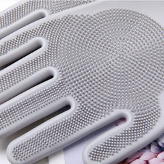 Kuber Industries Multi-Purpose Silicon Gloves For Kitchen Cleaning, Pet Grooming & Gardening|Reusable Gardening Gloves|Heat Resistant For Better Protection|Grey