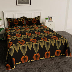 Heart Home Bedsheet | Cotton Double Bedsheet with 2 Pillow Covers | 144 TC Heart Design Bedsheet for Bedroom | Bedsheet for Living Room | 90x100 Inch | Black