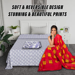 Kuber Industries Blanket | Cotton Single Bed Dohar | Blanket For Home | Reversible AC Blanket For Travelling | Blanket For Summer | Blanket For Winters | Carry Print | Green