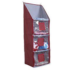 Kuber Industries Cotton Four Cabinet Hanging Baby Almirah (Maroon)-CTKTC13365