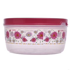 Kuber Industries Floral Print Plastic Multipurpose Transparent Air Tight Food Storage Kitchen Container Set (Set of 4, Pink)-KUBMART1234