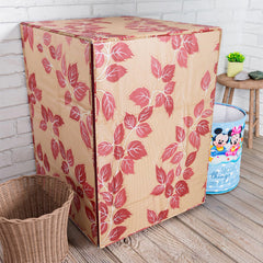 Heart Home Washing Machine Cover | Leaf Print Washing Machine Cover | PVC | Front Load Washing Machine Cover | Red