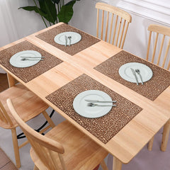 Heart Home Multiuses Seamless Holes Design Rubber Rectangle Table Placemat for Kitchen, Dining Table Set of 6 (Copper) 52HH4051