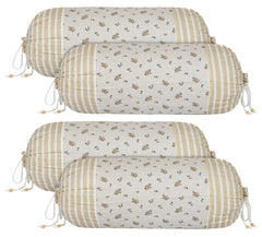 Kuber Industries Leaf Design Premium Cotton Bolster Covers, 16 x 30 inch, Set of 4 (Cream), Standard (HS_37_KUBMART019996)