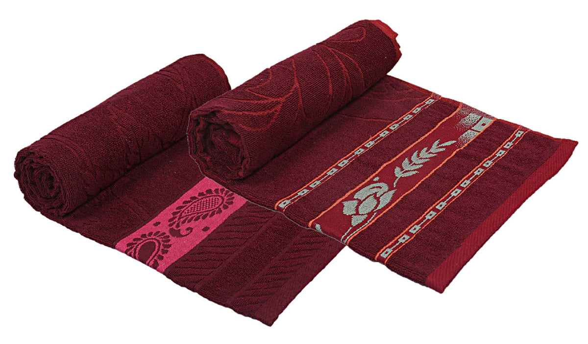 Kuber Industries 100% Cotton 2 Pieces Bath Towel 27" x54” (Maroon) -CTKTC28929