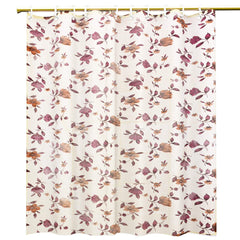 Heart Home Leaf Design PVC Shower Curtain with 8 Hook (Width-54 Inches X Height-84 Inches) 7 Feet-Cream - HEART01070