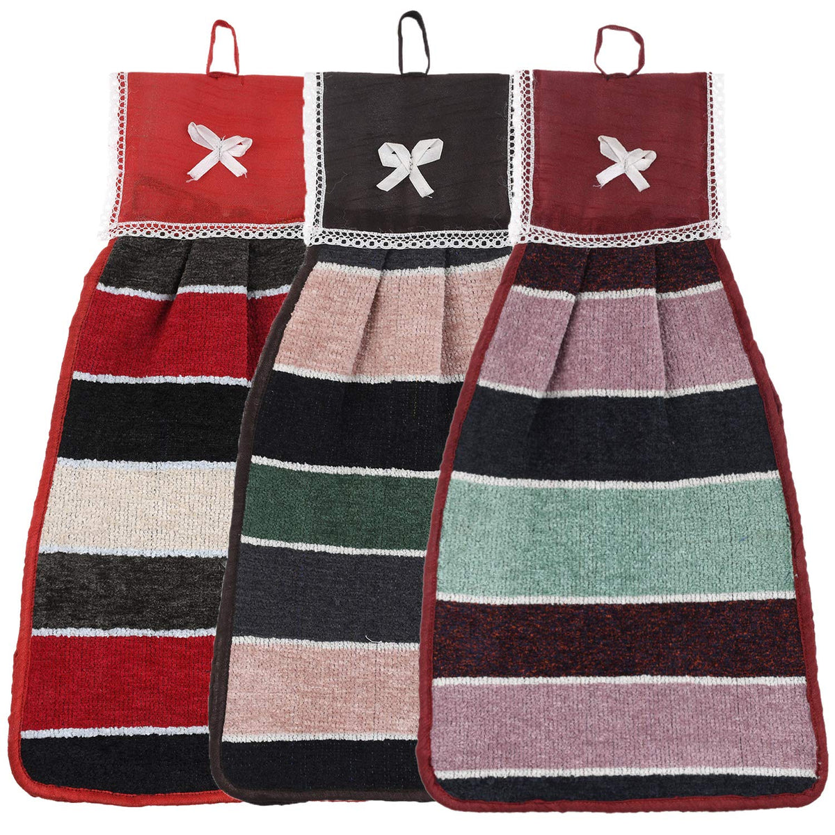 Kuber Industries Hanging Cotton 3 Pieces Cotton Washbasin Napkin/Hand Towel for Kitchen and Bathroom (Multi) - CTKTC045571