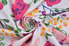 Kuber Industries Double Bedsheet with 2 Pillow Cover|Flower Print & Glace Cotton|Traingle Design Pillow Cover|Size 240 x 225 CM (Blue & Cream)-CTKTC40425