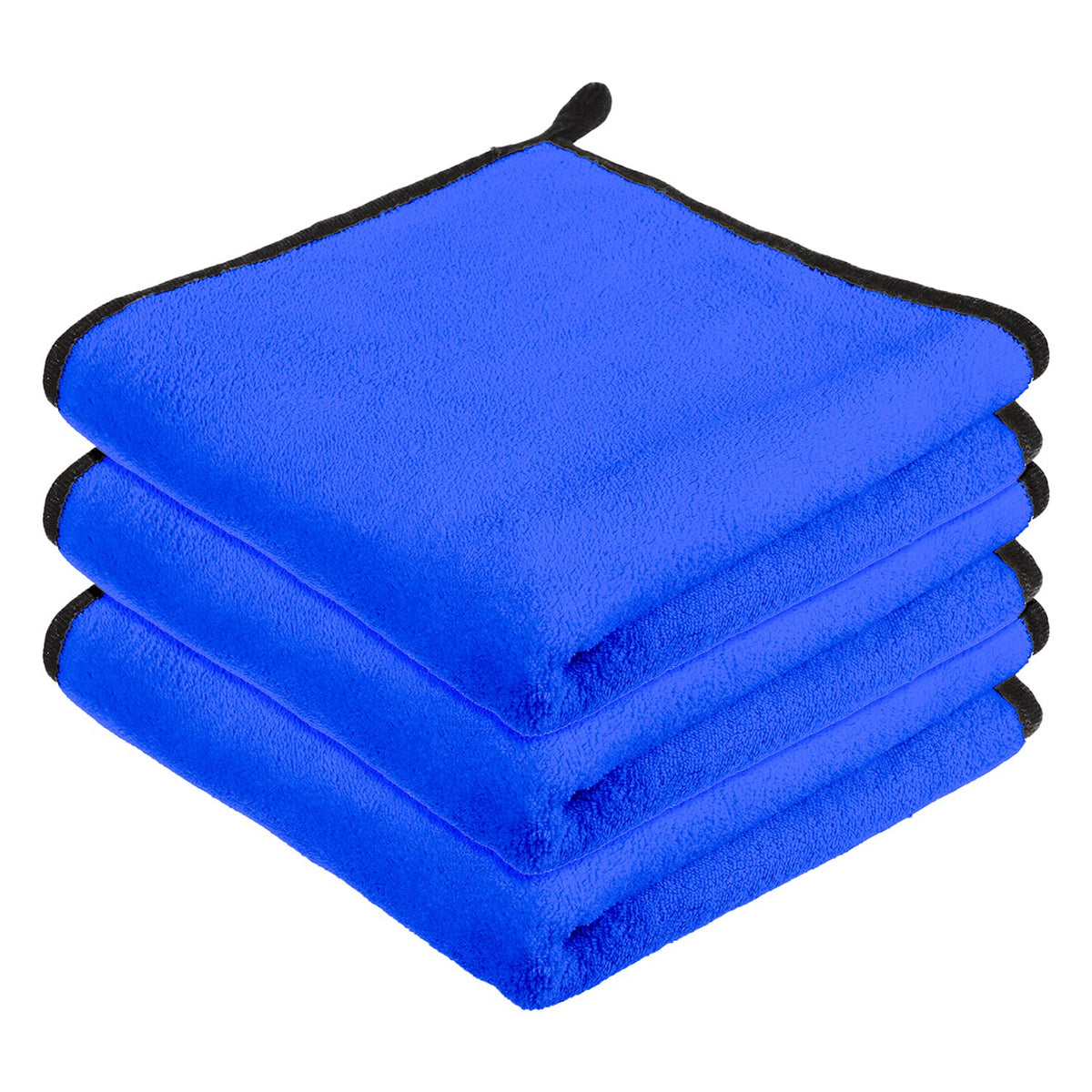 Kuber Industries Cleaning Towel|Microfiber Reusable Cloths|Highly Absorbent Washable Towel for Kitchen with Hanging Loop|Car|Window|40x40 Cm|Pack of 3 (Blue)
