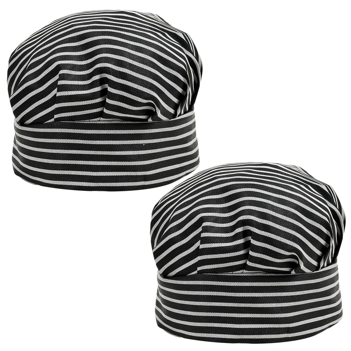Heart Home Linning Design Cotton Cooking Chef Cap- Pack of 2 (Black & White)-50HH01025