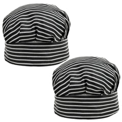 Heart Home Linning Design Cotton Cooking Chef Cap- Pack of 2 (Black & White)-50HH01025