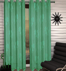 Kuber Industries Cotton 1 Pieces 7 Feet Eyelet Door Curtain (Green) - CTKTC022146