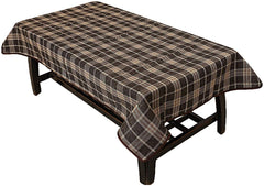 Kuber Industries Checkered Design Jute 4 Seater Center Table Cover 40"x60" (Brown)-CTKTC32227