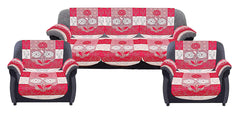 Kuber Industries Flower Design Cotton 5 Seater Sofa Cover with 6 Pieces Arms Cover and 1 Center Table Cover Use Both Side, Set of 17, (Standard Size, Pink, KUBMART12019)