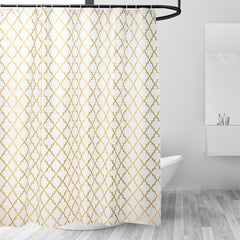 Kuber Industries Soft Texture Bath Curtain|Natural Drape Waterproof Shower Curtain 6 Feet|Gold
