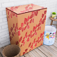 Heart Home Washing Machine Cover | Leaf Print Washing Machine Cover | PVC | Top Load Semi-Automatic Washing Machine Cover | Red
