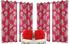 Kuber Industries Polyester 6 Pieces 7 Feet Eyelet Door Curtain (Pink) -CTKTC12982