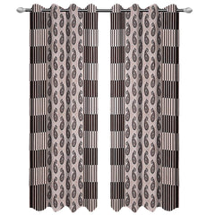 Kuber Industries Zig Zag Design Polyester 4 Pieces Eyelet Door Curtain 7 Feet (Brown)-Ctktc14537
