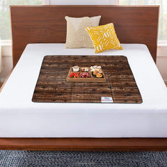 Heart Home PVC Wooden Print Both Sided Bed Server Food Mat, Bedsheet Protector for Home 36"x36" (Dark Brown) 54HH4342.