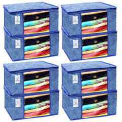 Kuber Industries Leheriya Design 8 Piece Non Woven Saree Cover, Large, Royal Blue - CTKTC15210