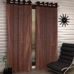 Heart Home Shining 2 Pieces Sheer Door Curtains Silk Look Semi Transparent Voile Grommet Elegance Curtains for Living Dining Room, Bedroom Drapes 48 x 84 Inch Long, (Brown) - CTHH7396