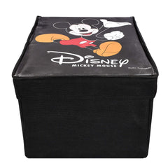 Kuber Industries Disney Mickey Mouse Print Rectangular Non Woven Fabric Foldable Shirt Cover Storage Organizer Box with Lid, Extra Large (Black, Standard, KUBMART1717)