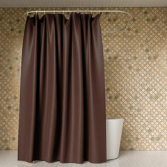 Kuber Industries Shower Curtain | Shelf Lining PVC Curtain for Bathroom | Shower Curtain for Bathroom | Bathroom Shower Curtain with Hooks | 7 Feet | Brown