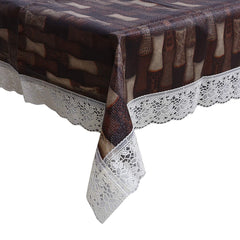 Kuber Industries Flower Design PVC 6 Seater Dining Table Cover - Brown (CTKTC05457)